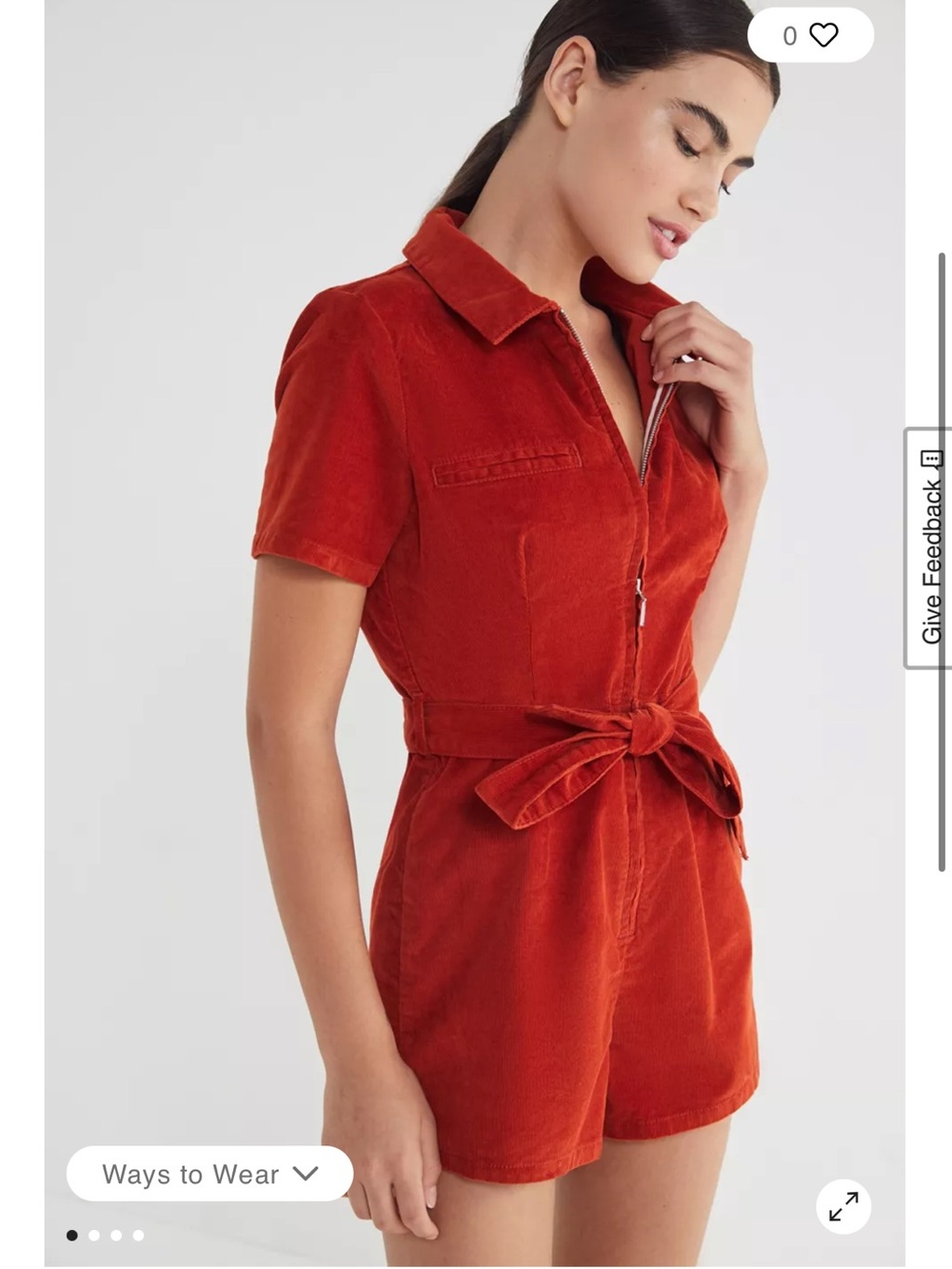 BDG Urban Outfitters Corduroy Romper- Rust Orange